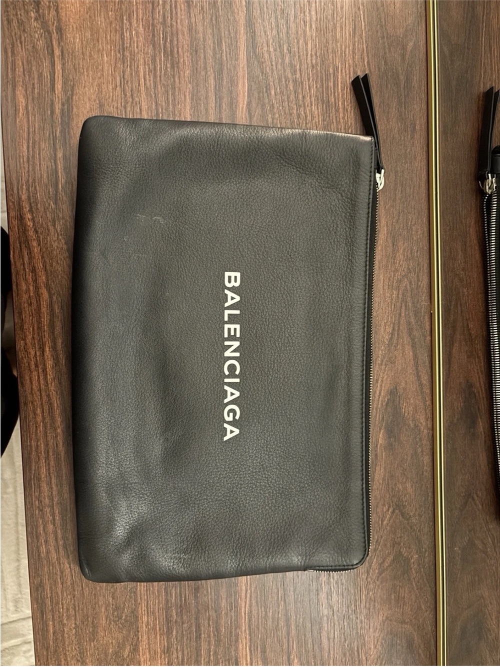 Balenciaga Black Leather Logo Pouch